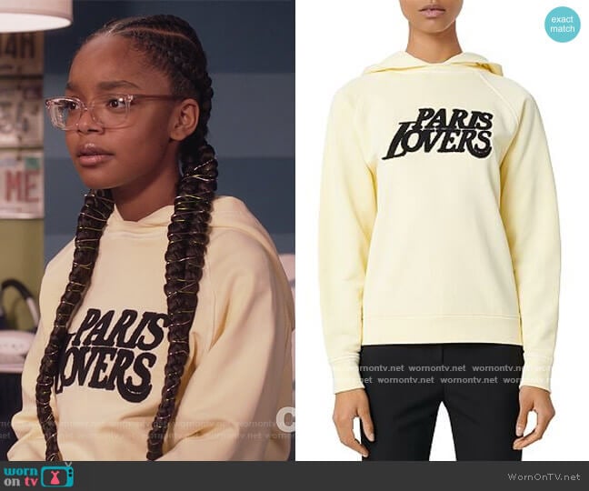 Talinou Embroidered Sweatshirt by Maje worn by Diane Johnson (Marsai Martin) on Black-ish