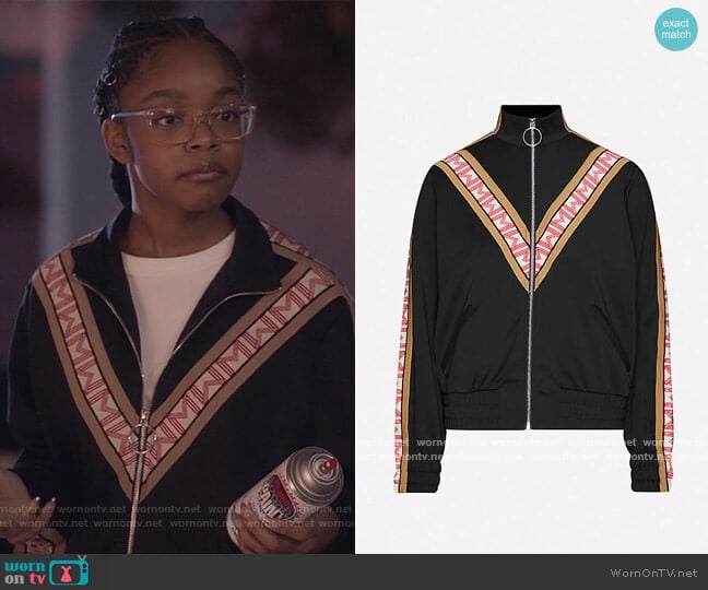 Trevise Zip-Up Sweatshirt by Maje worn by Diane Johnson (Marsai Martin) on Black-ish