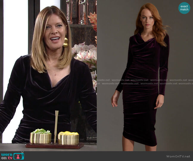 Easy Pickings Charcoal Velvet Dress by Me & Thee worn by Phyllis Summers (Michelle Stafford) on The Young and the Restless