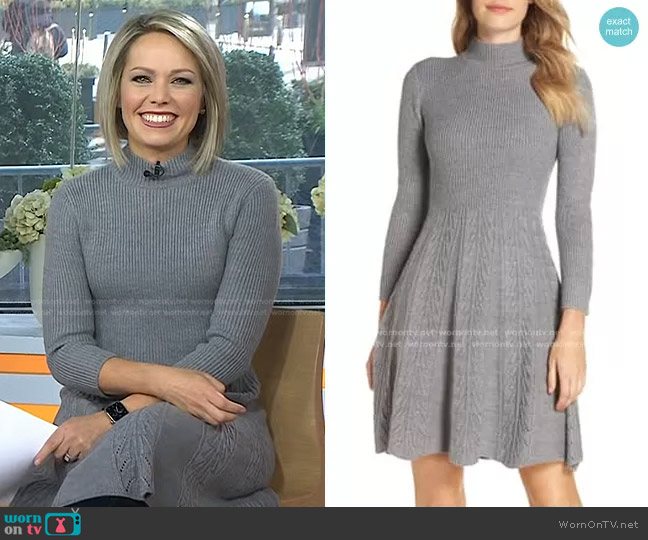 Mock Neck Fit & Flare Sweater Dress by Eliza J worn by Dylan Dreyer on Today