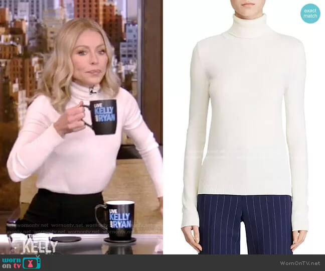 Mulberry Silk Turtleneck by Ralph Lauren worn by Kelly Ripa  on Live with Kelly & Ryan