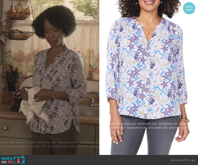 Pleat Back Crepe Blouse by NYDJ worn by Grace James (Karimah Westbrook) on All American