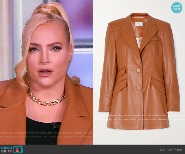 Cancun vegan leather blazer by Nanushka worn by Meghan McCain on The View