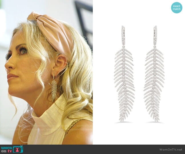 Feather Diamond Earrings by Nicole Rose worn by Stephanie Hollman on The Real Housewives of Dallas