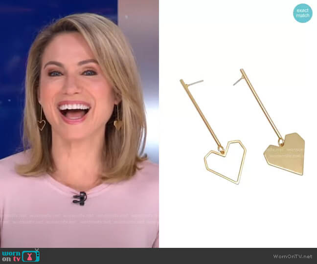 Open Heart Drops Earrings by Accessory Concierge worn by Amy Robach on Good Morning America