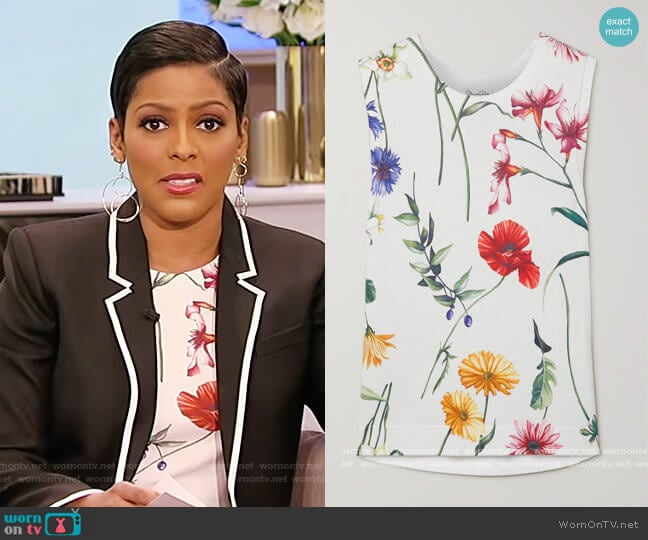 Floral Knit Tank by Oscar De La Renta worn by Tamron Hall on Tamron Hall Show