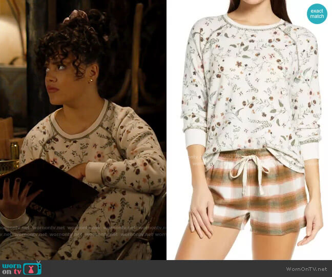 PJ Salvage Floral Print Pajama Top worn by Maggie Vera (Sarah Jeffery) on Charmed