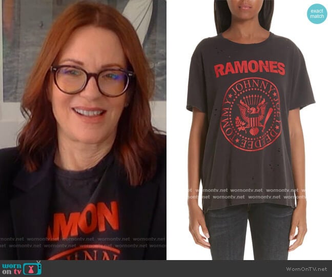 Ramones Print Tee by R13 worn by Megan Mullally on The Kelly Clarkson Show