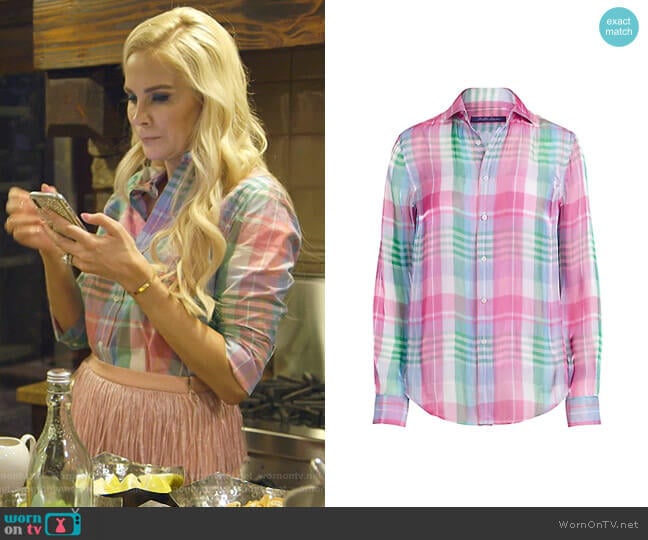 Hannah Cotton Madras Shirt by Ralph Lauren worn by Kameron Westcott on The Real Housewives of Dallas