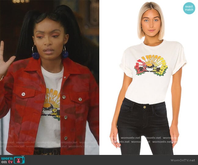 90s Oversized California Tee by Re/done worn by Zoey Johnson (Yara Shahidi) on Grown-ish