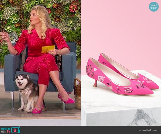 I Love Vivier Funny Love Pumps in Fabric by Roger Vivier worn by Amanda Kloots on The Talk