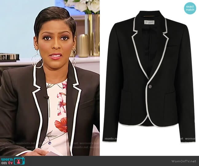 Contrast-trim Single-breasted Blazer by Saint Laurent worn by Tamron Hall on Tamron Hall Show