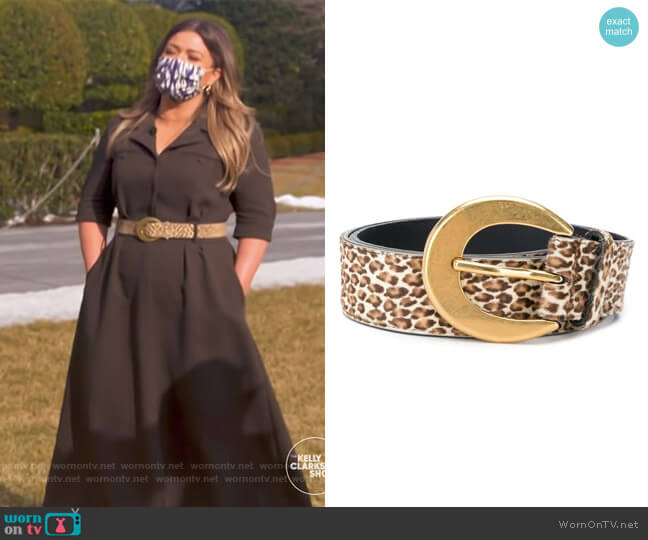 Leopard Print Belt by Saint Laurent worn by Kelly Clarkson on The Kelly Clarkson Show