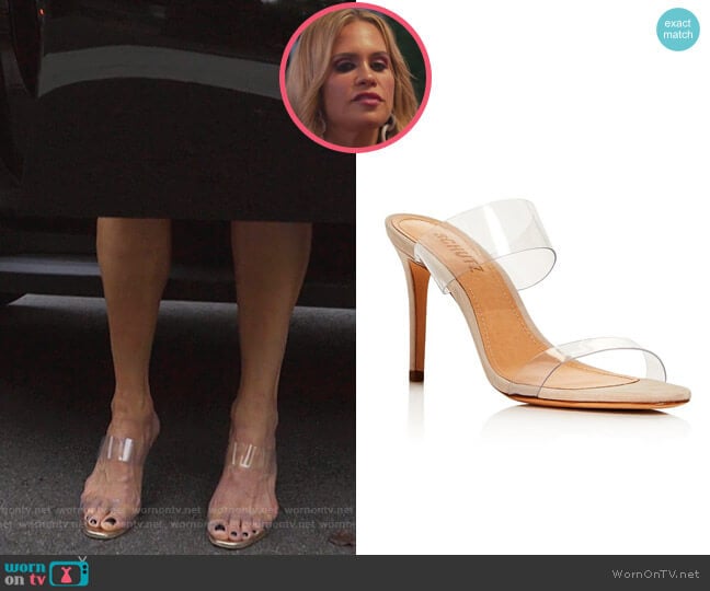 Ariella Mule by Schutz worn by Jackie Goldschneider on The Real Housewives of New Jersey