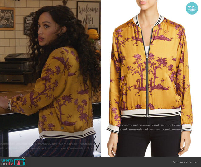 Reversible Printed Bomber Jacket by Scotch & Soda worn by Olivia Baker (Samantha Logan) on All American