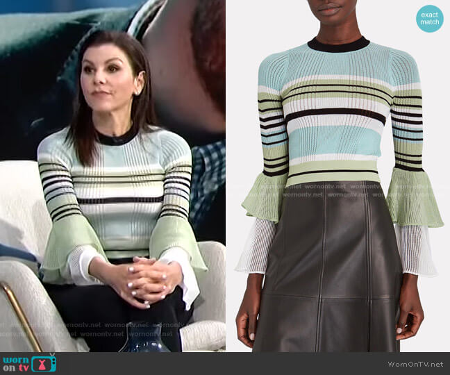 Striped Rib Knit Crop Top by Self Portrait worn by Heather Dubrow on E! News Daily Pop