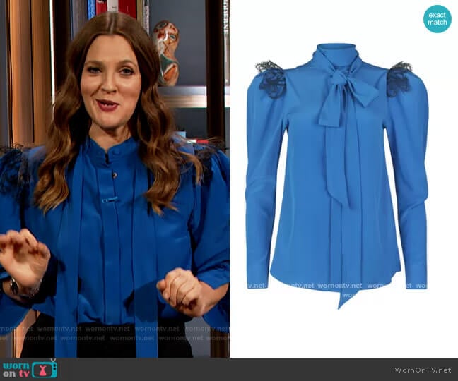 Chastity Blouse by Silvia Tcherassi worn by Drew Barrymore on The Drew Barrymore Show