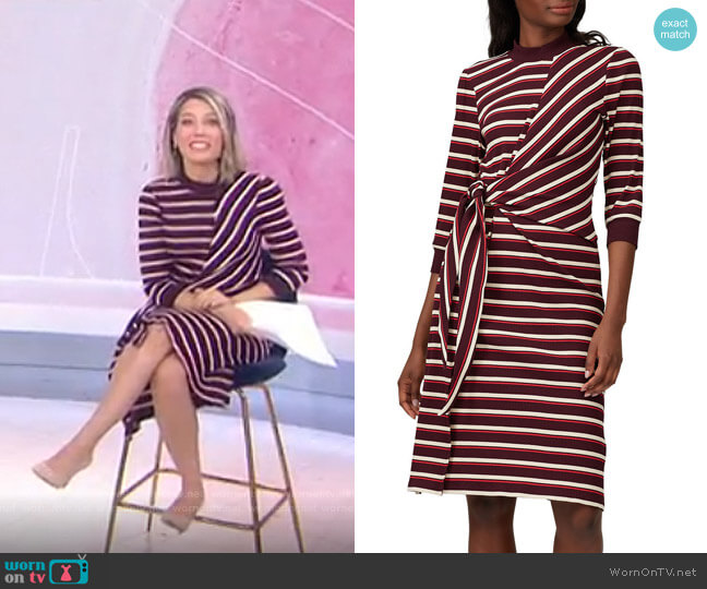 Striped Long Sleeve Tie Knot Dress by Kinly worn by Dylan Dreyer on Today