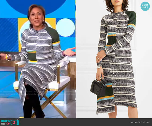 Striped Ribbed Sweater and Skirt by Victoria Beckham worn by Robin Roberts  on Good Morning America
