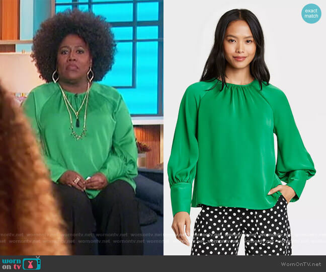 Balloon Long Sleeve High Cuff Blouse by Target worn by Sheryl Underwood on The Talk