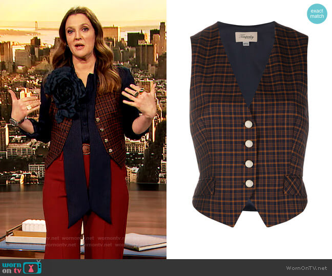 Ingenue Tailored Waistcoat by Temperley London worn by Drew Barrymore on The Drew Barrymore Show