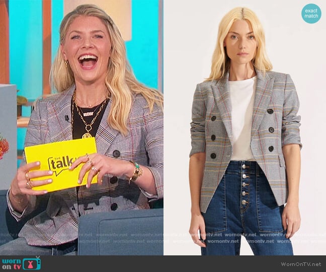 Empire Plaid Dickey Jacket by Veronica Beard worn by Amanda Kloots on The Talk