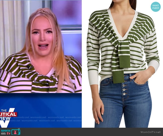 Leni Tie Stripe Sweater by Veronica Beard worn by Meghan McCain on The View