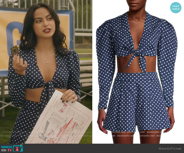 Polka-Dot Cropped Top and Shorts by We Wore What worn by Veronica Lodge (Camila Mendes) on Riverdale