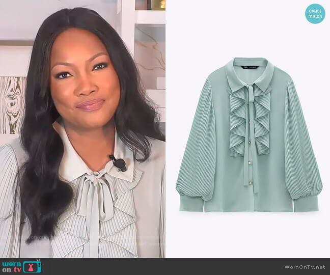 Ruffled Flowy Blouse by Zara worn by Garcelle Beauvais on The Real