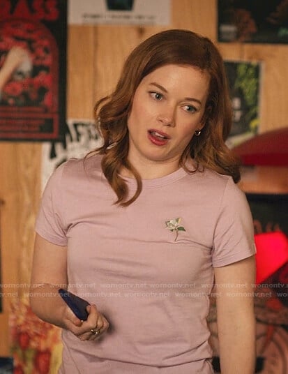 Zoey's pink floral embroidered tee on Zoeys Extraordinary Playlist