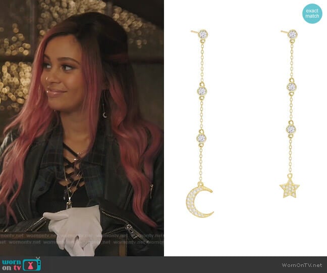 Celestial Mismatched Drop Earrings by Adina's Jewels worn by Toni Topaz (Vanessa Morgan) on Riverdale