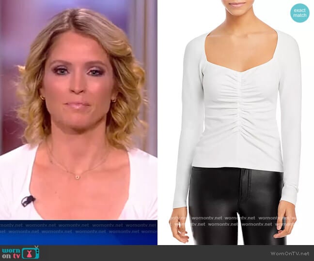 Halley Ruched Long-Sleeve Tee by A.L.C. worn by Sara Haines on The View