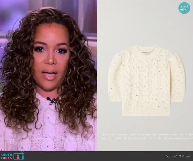 Embellished Alpaca-Blend Cable-Knit Cropped Sweater by Alessandra Rich worn by Sunny Hostin on The View