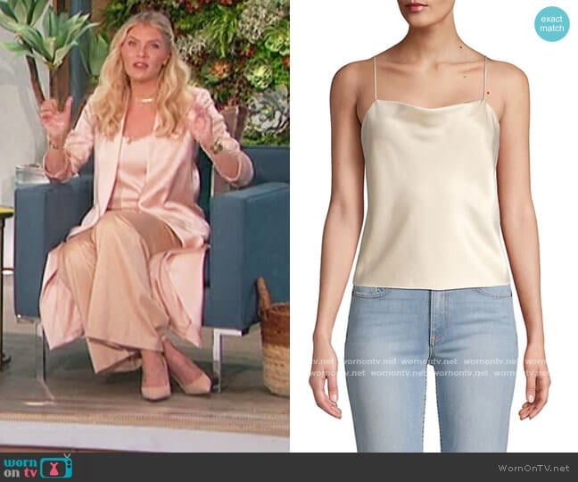 Harmon Drapey Satin Slip Tank by Alice + Olivia worn by Amanda Kloots on The Talk