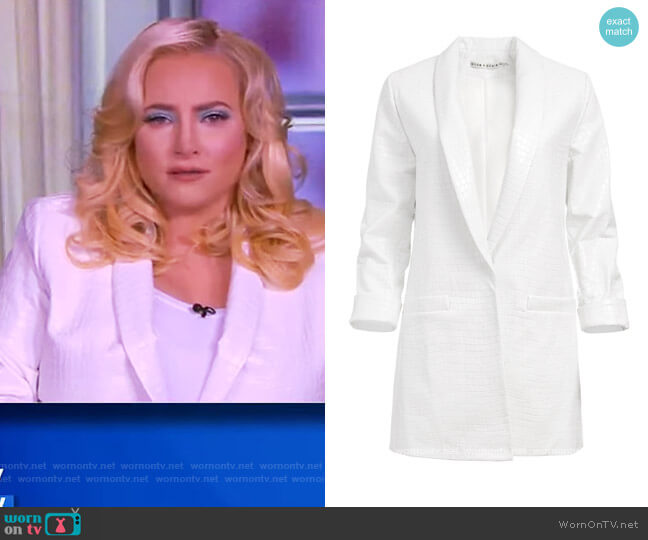 Kylie Vegan Leather Shawl Collar Blazer by Alice + Olivia worn by Meghan McCain on The View