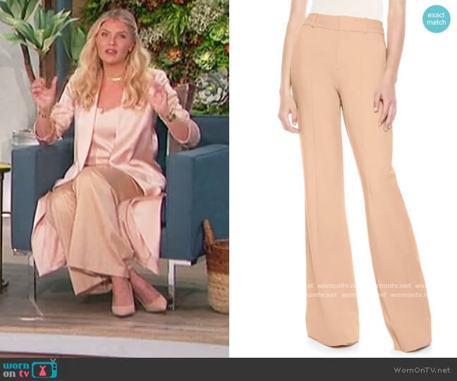 Paula Pintuck Slit Hem Wide Leg Wool Blend Pants by Alice + Olivia worn by Amanda Kloots on The Talk