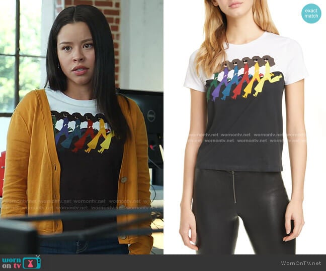  Rylyn Embellished Crewneck Cotton Tee by Alice + Olivia worn by Mariana Foster (Cierra Ramirez) on Good Trouble