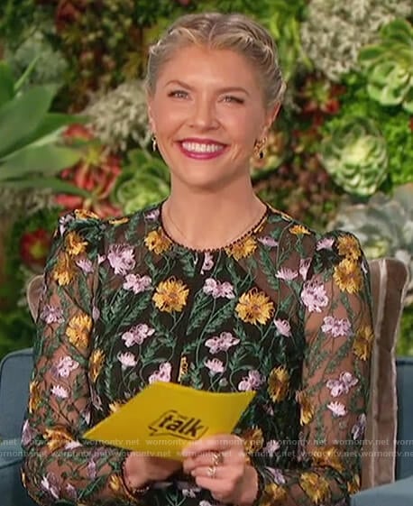 Amanda's floral embroidered sheer dress on The Talk