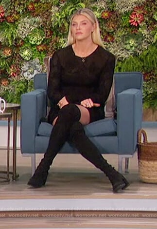 Amanda's black mesh mini dress on The Talk