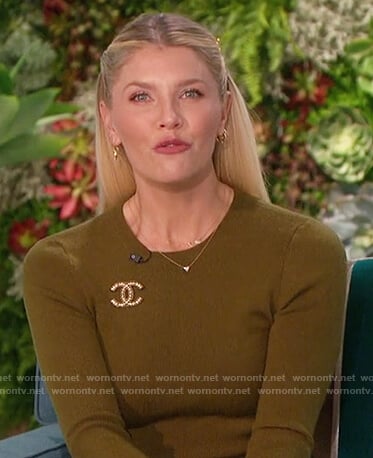 Amanda's olive sweater and pants on The Talk