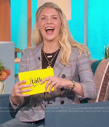 Amanda's plaid double breasted blazer on The Talk