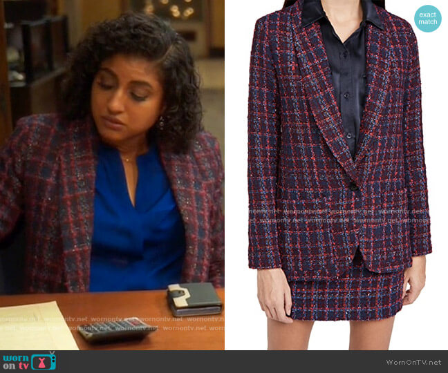 Amanda Uprichard Shawl Collar Blazer worn by Mikaela Shaw (Vella Lovell) on Mr Mayor