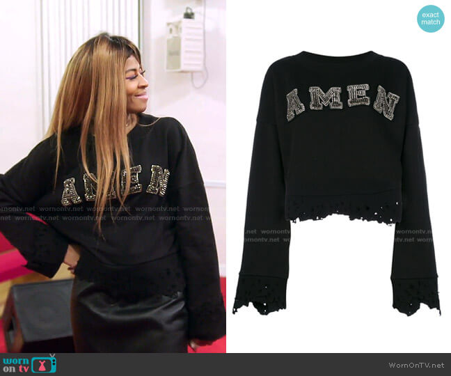 Cropped Logo Jumper by Amen worn by Mary Cosby on The Real Housewives of Salt Lake City