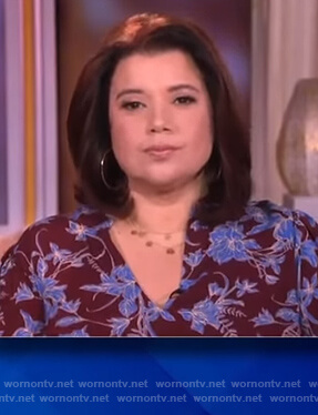 Ana’s maroon floral print blouse on The View