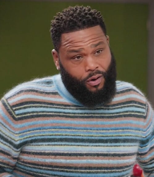 Andre's blue stripe fuzzy sweater on Black-ish