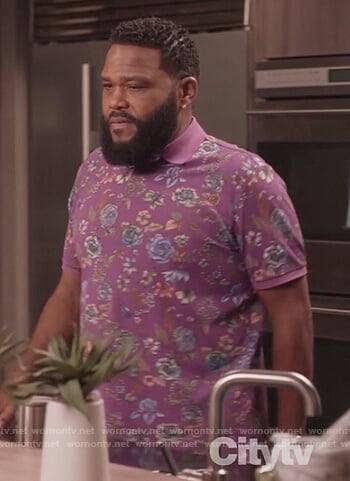 Andre’s purple floral polo on Black-ish