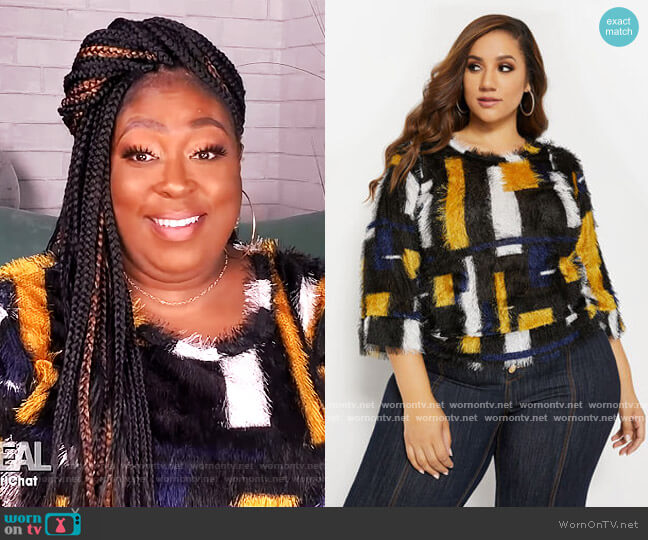 Fringe Geometric Top by Ashley Stewart worn by Loni Love on The Real