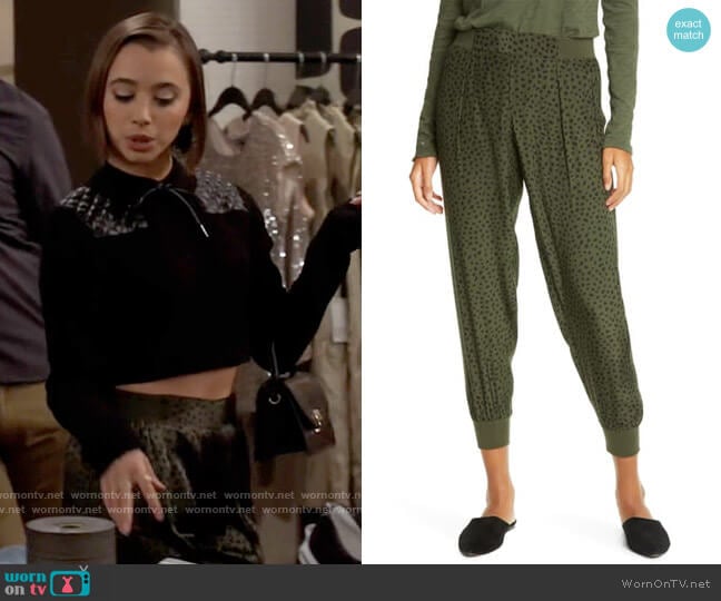 ATM Anthony Thomas Melillo Cheetah Print Silk Pull-On Pants worn by Celia (Emma Caymares) on Call Your Mother