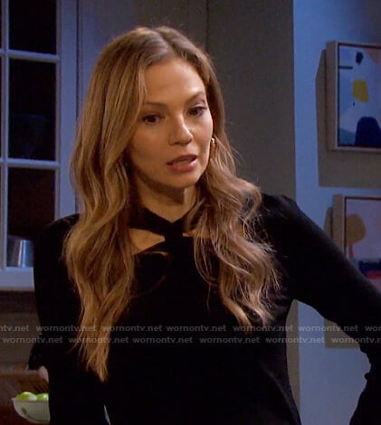 Ava’s black twist neck top on Days of our Lives