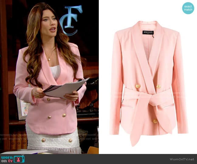 Balmain Crepe Double Breasted Blazer worn by Steffy Forrester (Jacqueline MacInnes Wood) on The Bold and the Beautiful